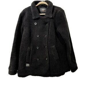 Harley Davidson Boucle Button Down Coat in Black